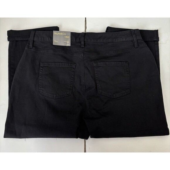 STYLE & CO WMEN'S PANTS CURVY CAPRI BLACK PLUS SIZE 18W/ 20W SLIMMING POCKET - Picture 10 of 11